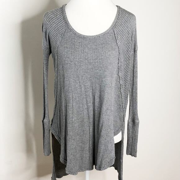 Free People Thermal Top Small Grey Ventura High Low Tunic - Picture 1 of 5